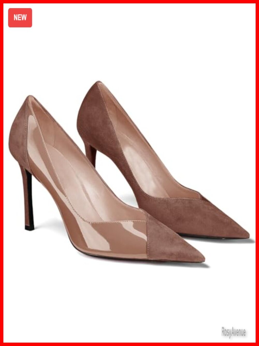 Pointed Toe Stiletto Heel Pumps Patent Suede Slip On Office Party Wedding Shoes